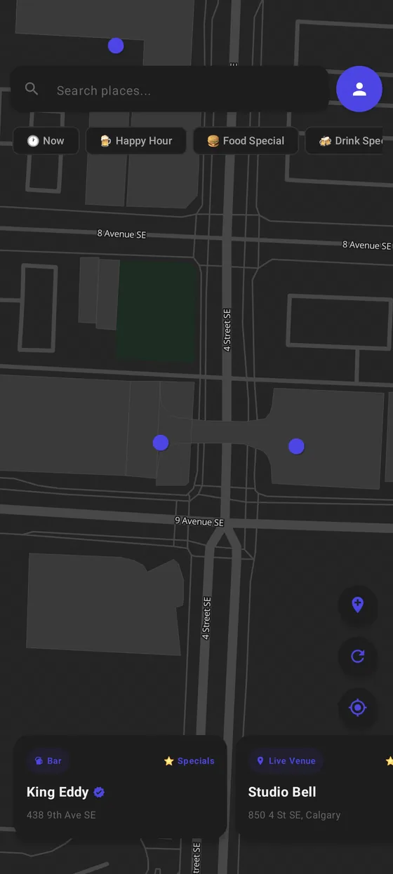 A Kestr venue page with Reservations and Find a Ride buttons